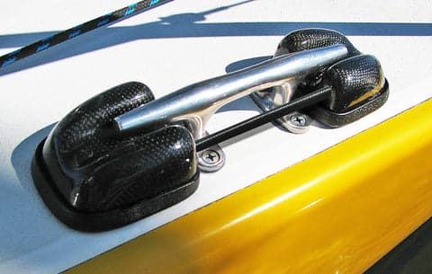 Carbon cleat guards on foredeck